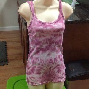 Pink and white tie dye tank top